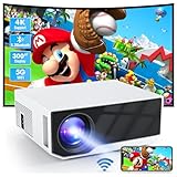 ZDK Mini Beamer 4K-Unterstützung,Full HD 1080P projektor mit Bluetooth und WiFi,22000 Lumen Tragbarer Projektor Heimkino,Kompatibel mit Smartphone/TV Stick/TV Box/HDMI/USB/AV/PS5 (Weiße)